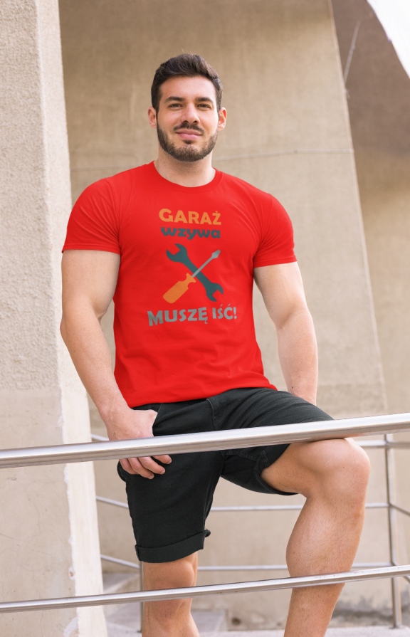 KOSZULKA GARAŻ WZYWA TATA DZIADEK FAN MOTORYZACJI Materiał dominujący bawełna