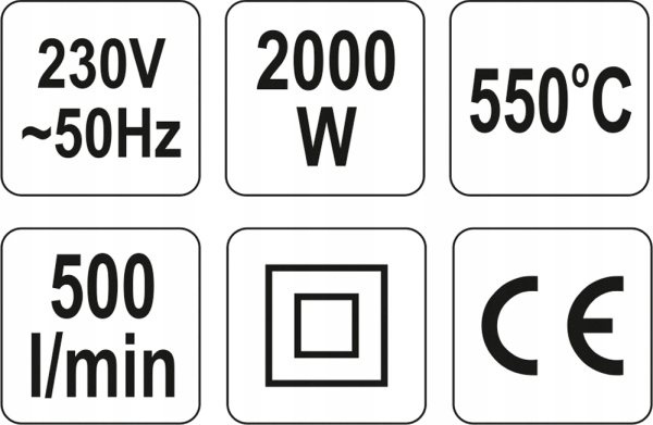Horkovzdušná Pistole 2000 W (i)350 °C (ii)550 °C YT-82288 Yato