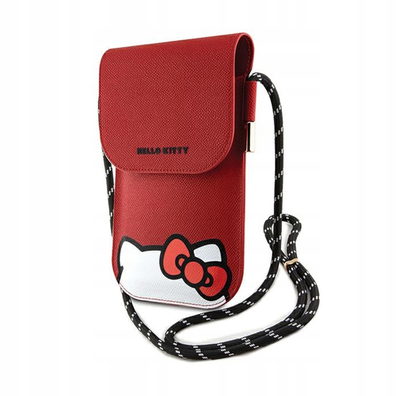 Hello Kitty kožená mini crossbody kabelka na telefon, červená