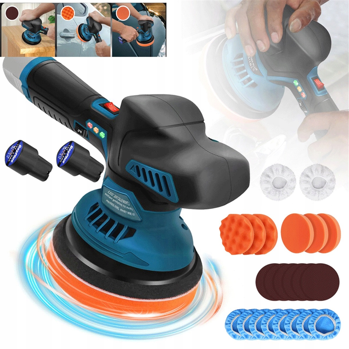 Bezdrátová Leštička 300 W 6 Rychlostí Pro Nábytek Automobilů S Baterií