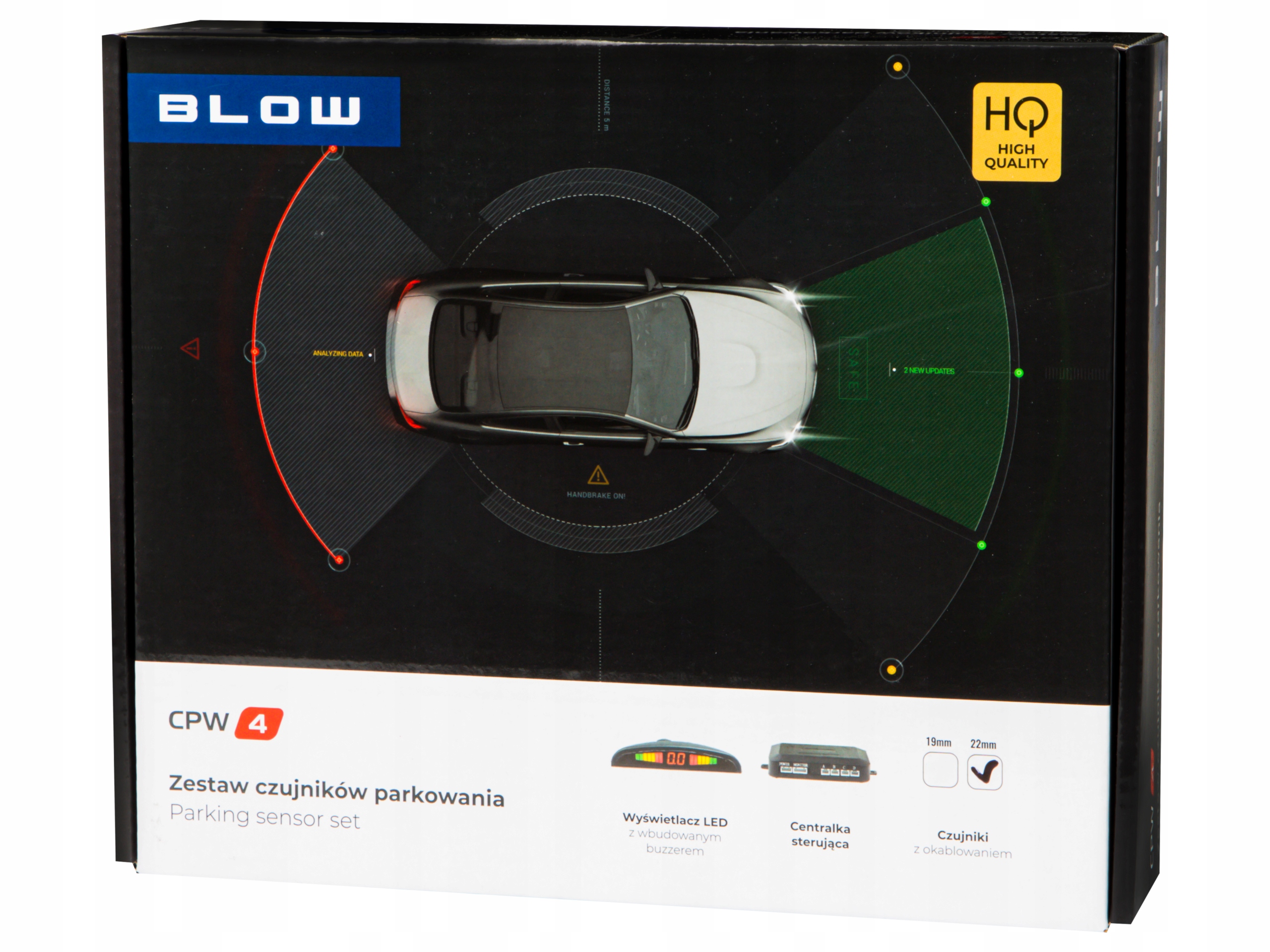 CZUJNIKI PARKOWANIA COFANIA PRZÓD TYŁ ZESTAW PDC 4x SENSOR WYŚWIETLACZ LCD Kierunek detekcji tył