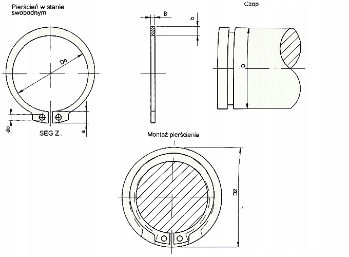 Pierścień segera Z 050 nierdzewny
