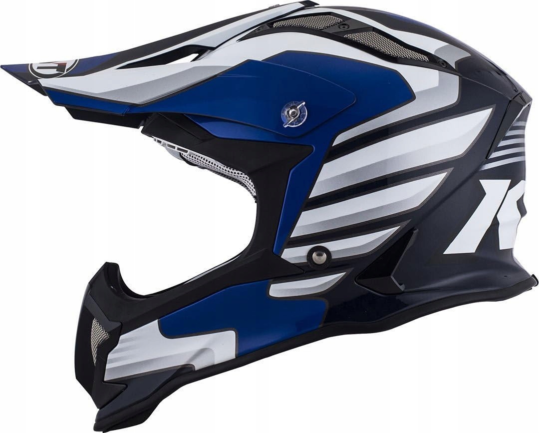 Motocyklová prilba Kyt Strike Eagle Wings biela/modrá 2XL