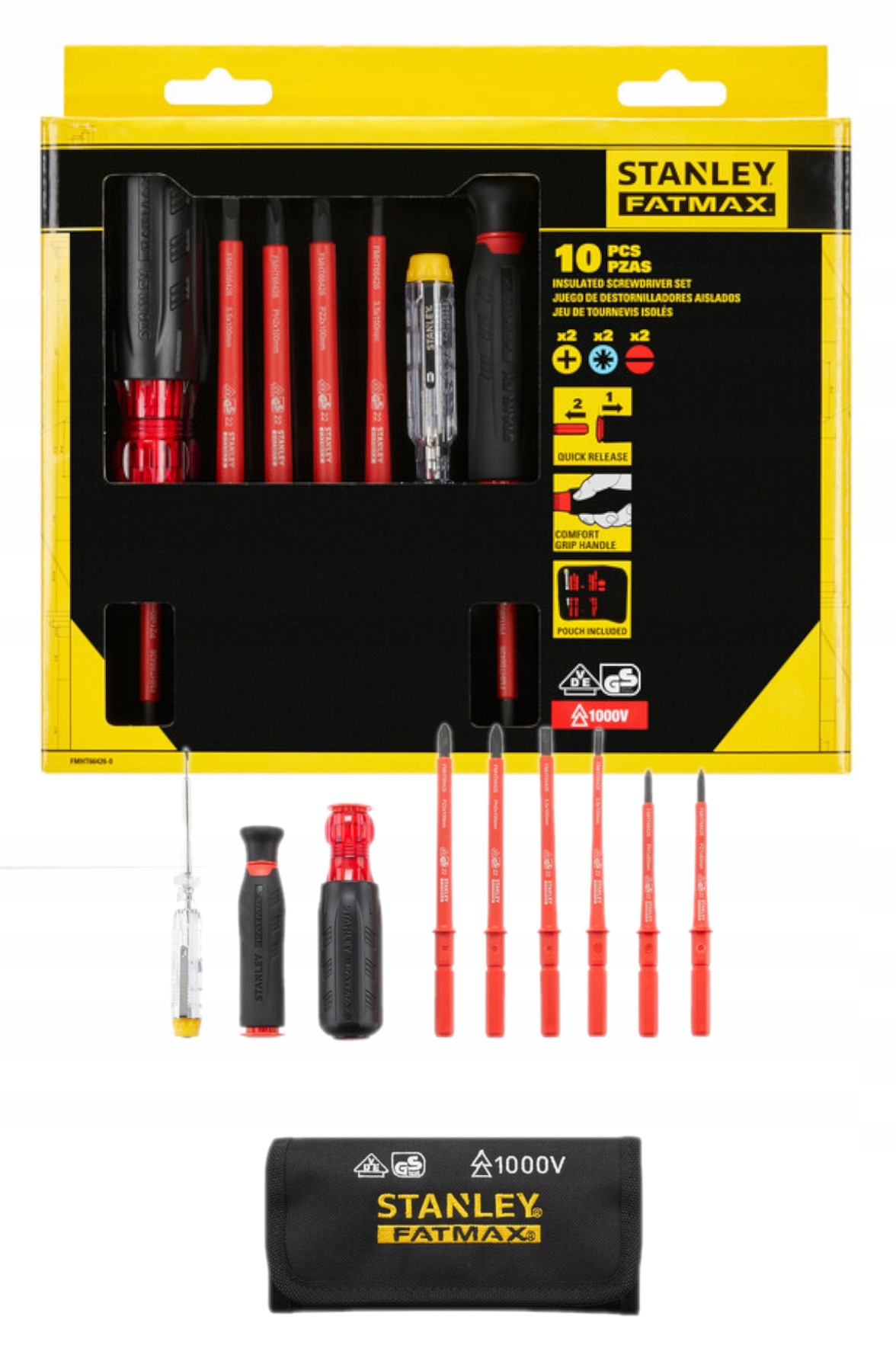 Stanley Fatmax Zestaw 10 wkrętaków Vde Multi-bit w sakwie FMHT66426-0