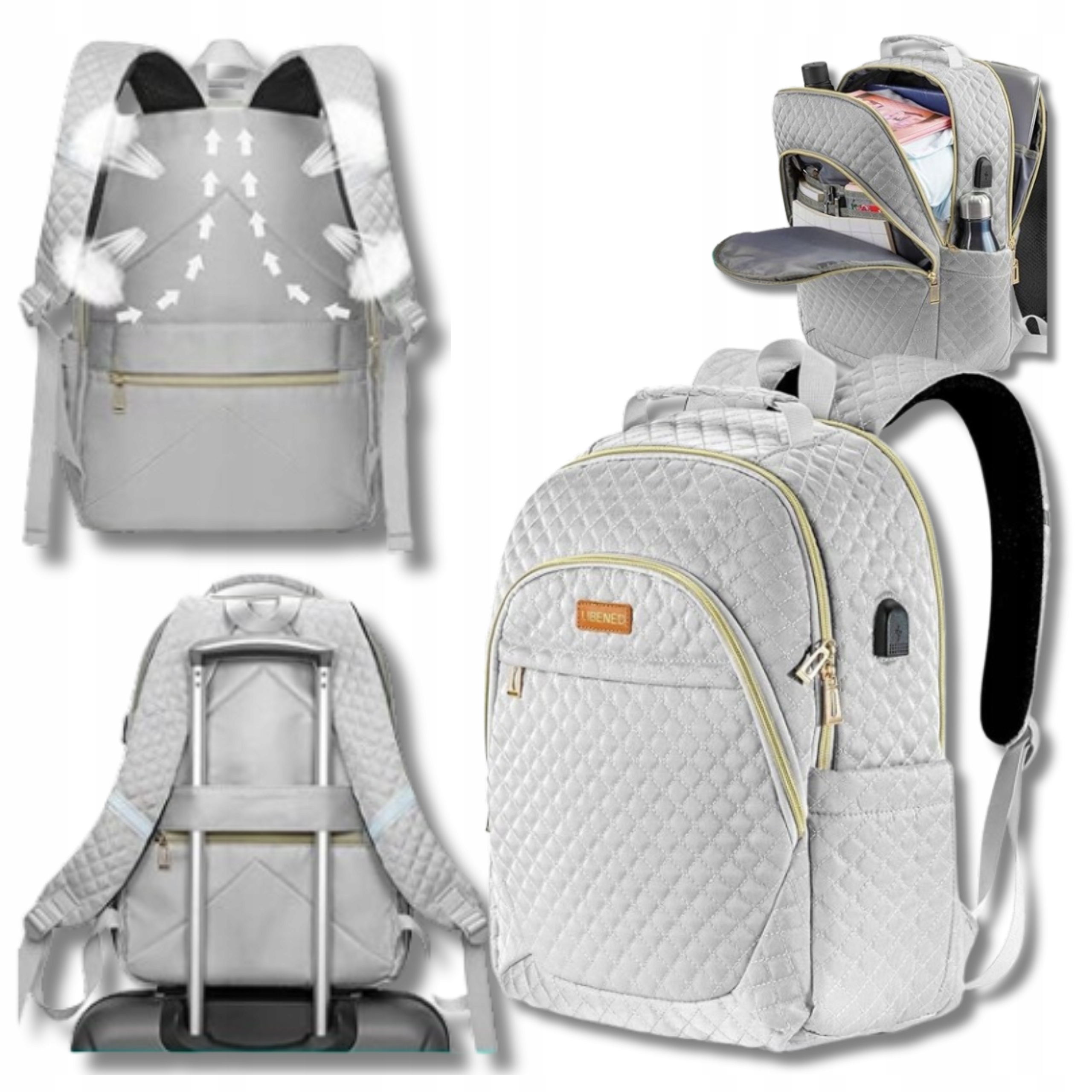 Plecak Damski Bagaż Podręczny do Samolotu Torba Turystyczna Port Usb