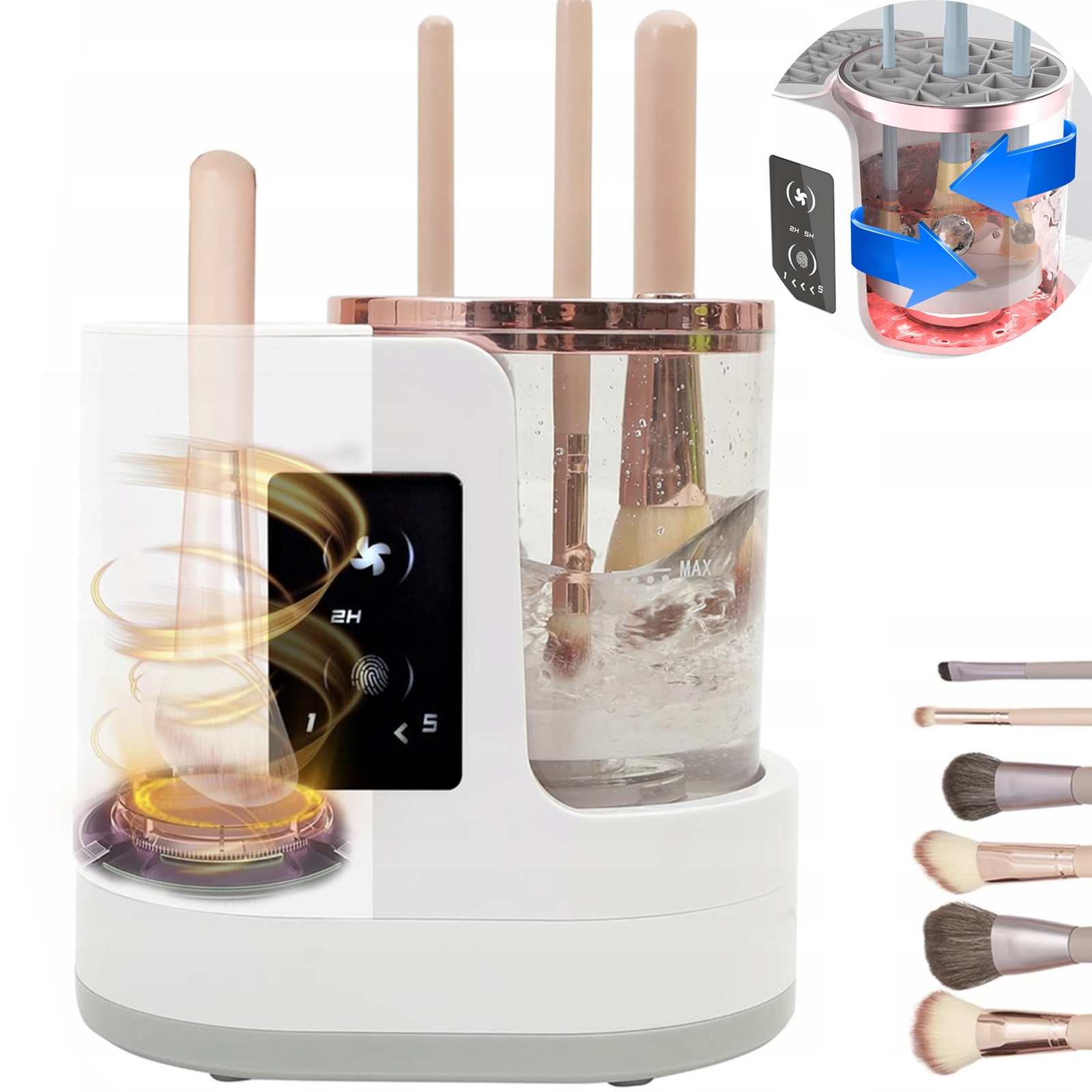 Automatizované motorizované zařízení na čištění štětců na make-up, kosmetické sušení a skladování