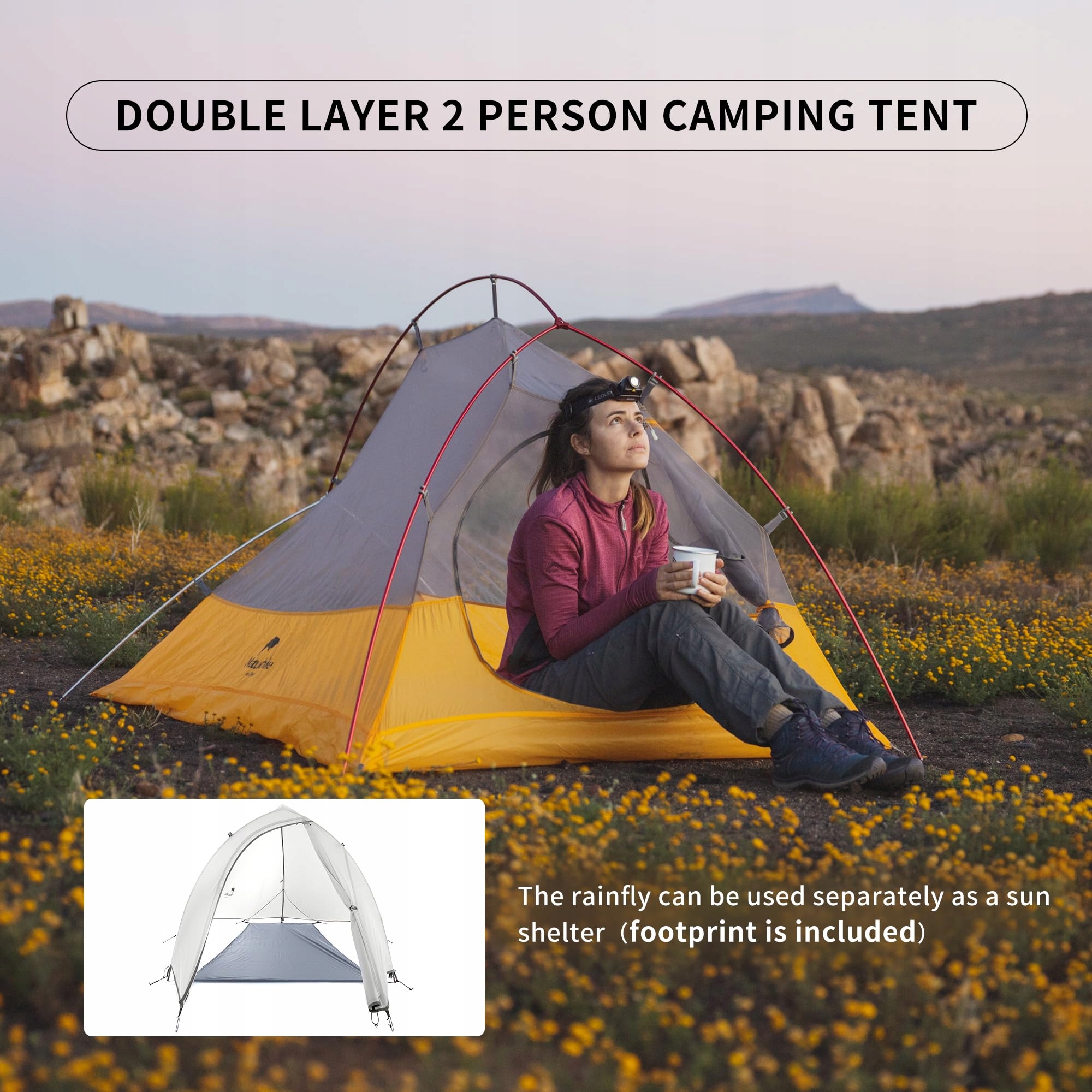 NATUREHIKE Cloud Up 2 Namiot Ultralekki 2 Osoby 3-4 Sezony Camping — miniatura 5