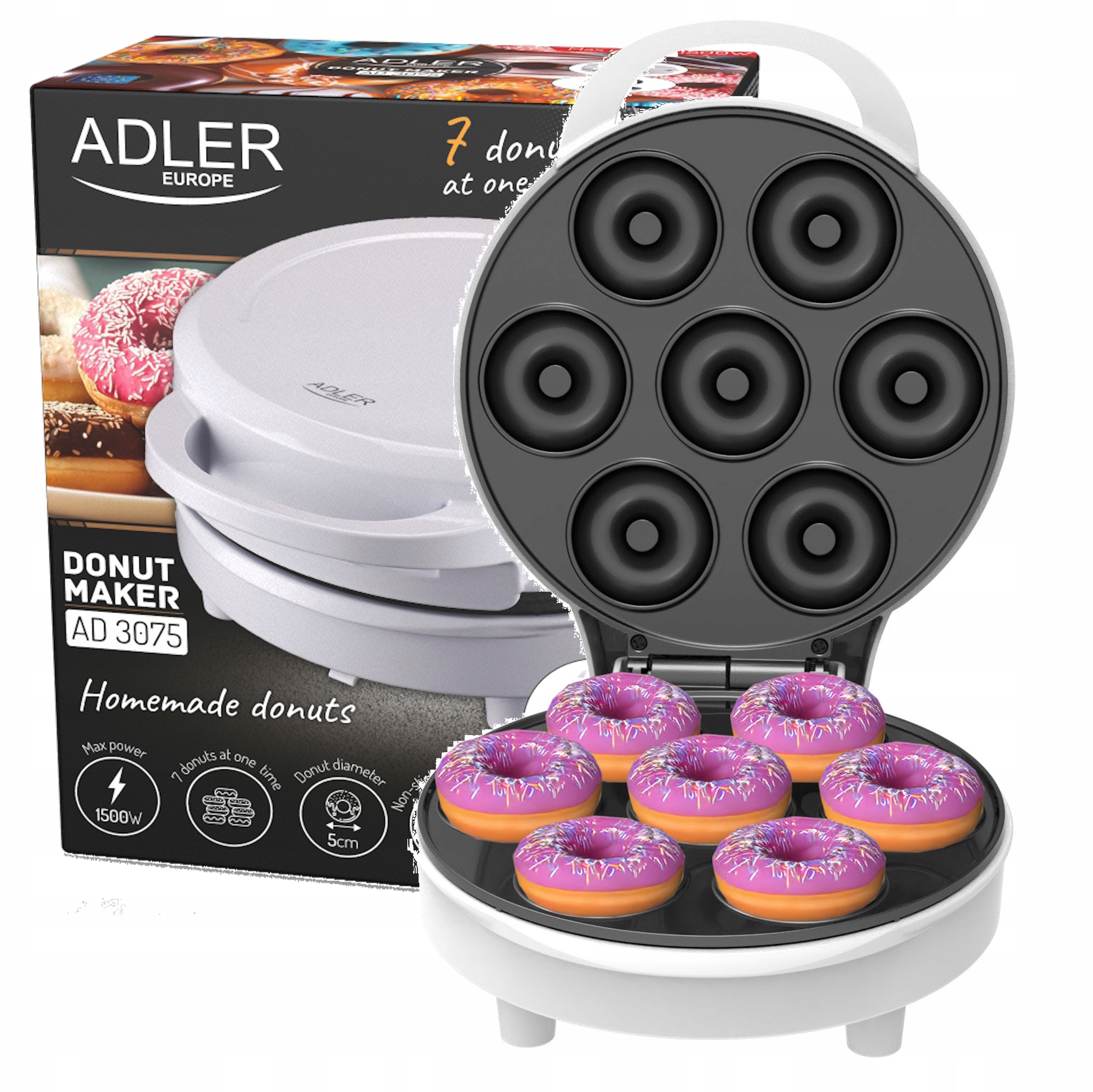 Wypiekacz do 7 pączków Donut powłoka Non-Stick Adler Ad 3075