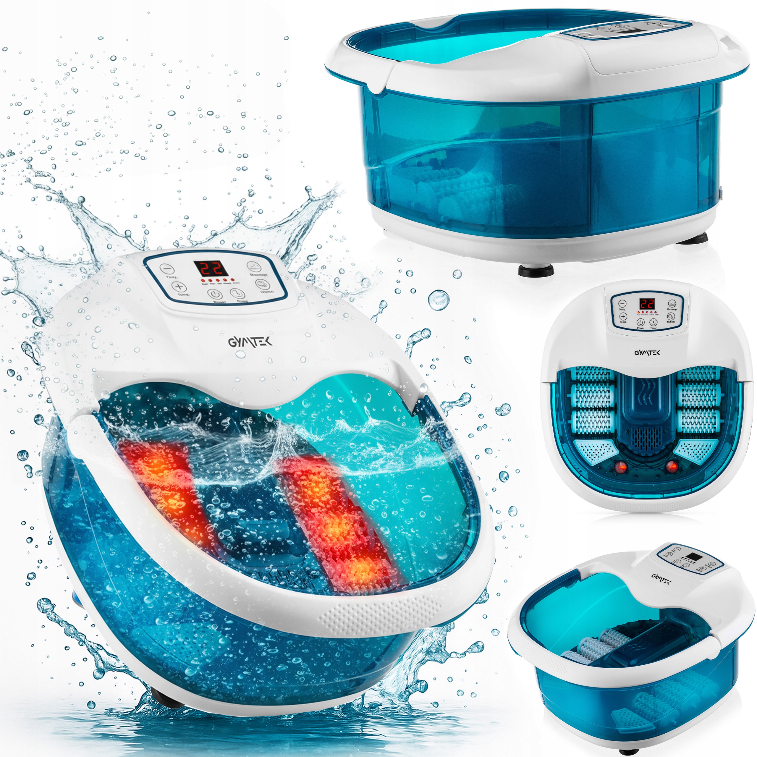 Masażer Do Stóp Wodny Hydromasażer Wanienka Do Stóp Led Gymtek