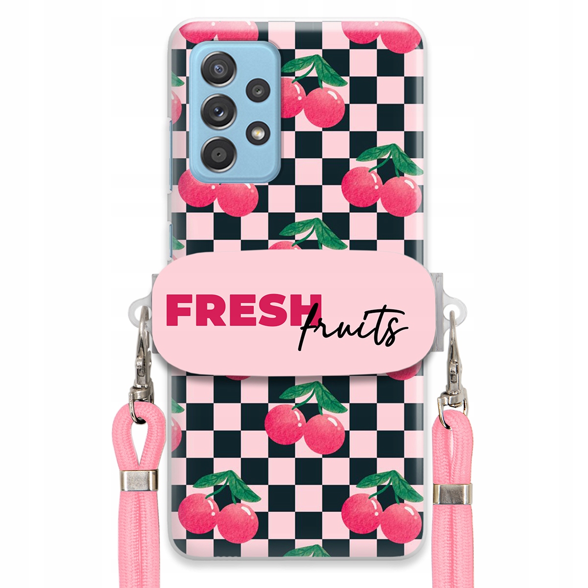 Pouzdro pro Samsung A33 5G Crossbody vodítko držák Šachovnice Fresh Fruits