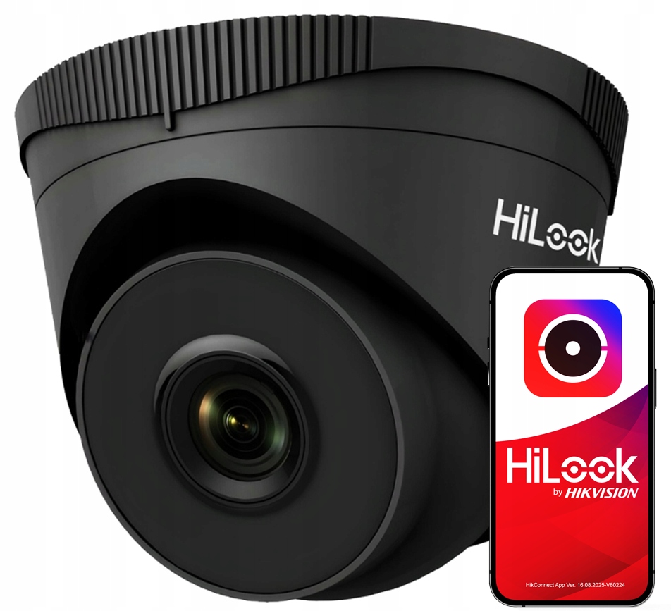 HiLook IPCAM-T5 Black Černá 5Mpx PoE Ir kamera 30 m Aplikace