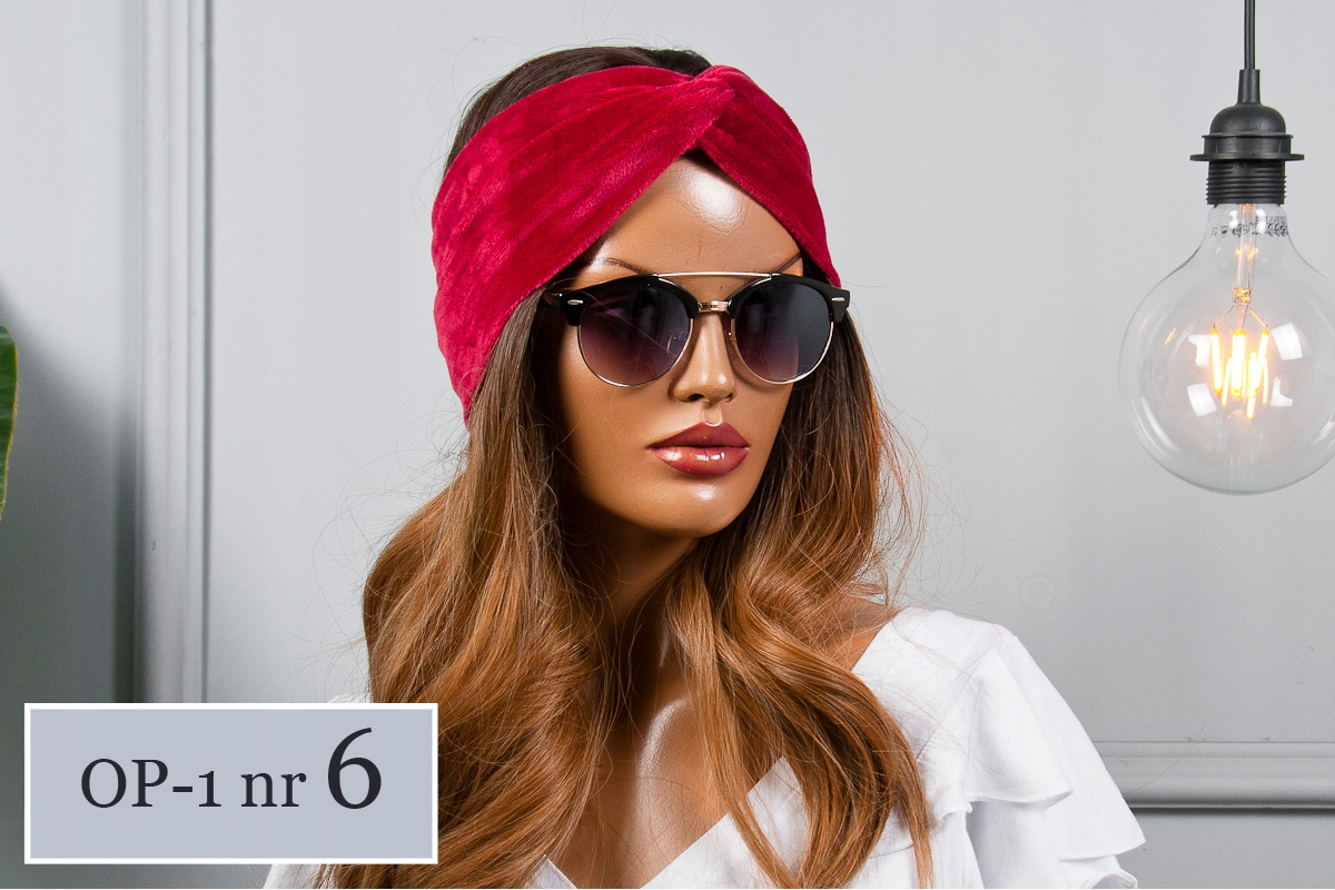 MODNA CIEPŁA OPASKA damska GRUBA WELUROWA KOLORY Wzór dominujący bez wzoru