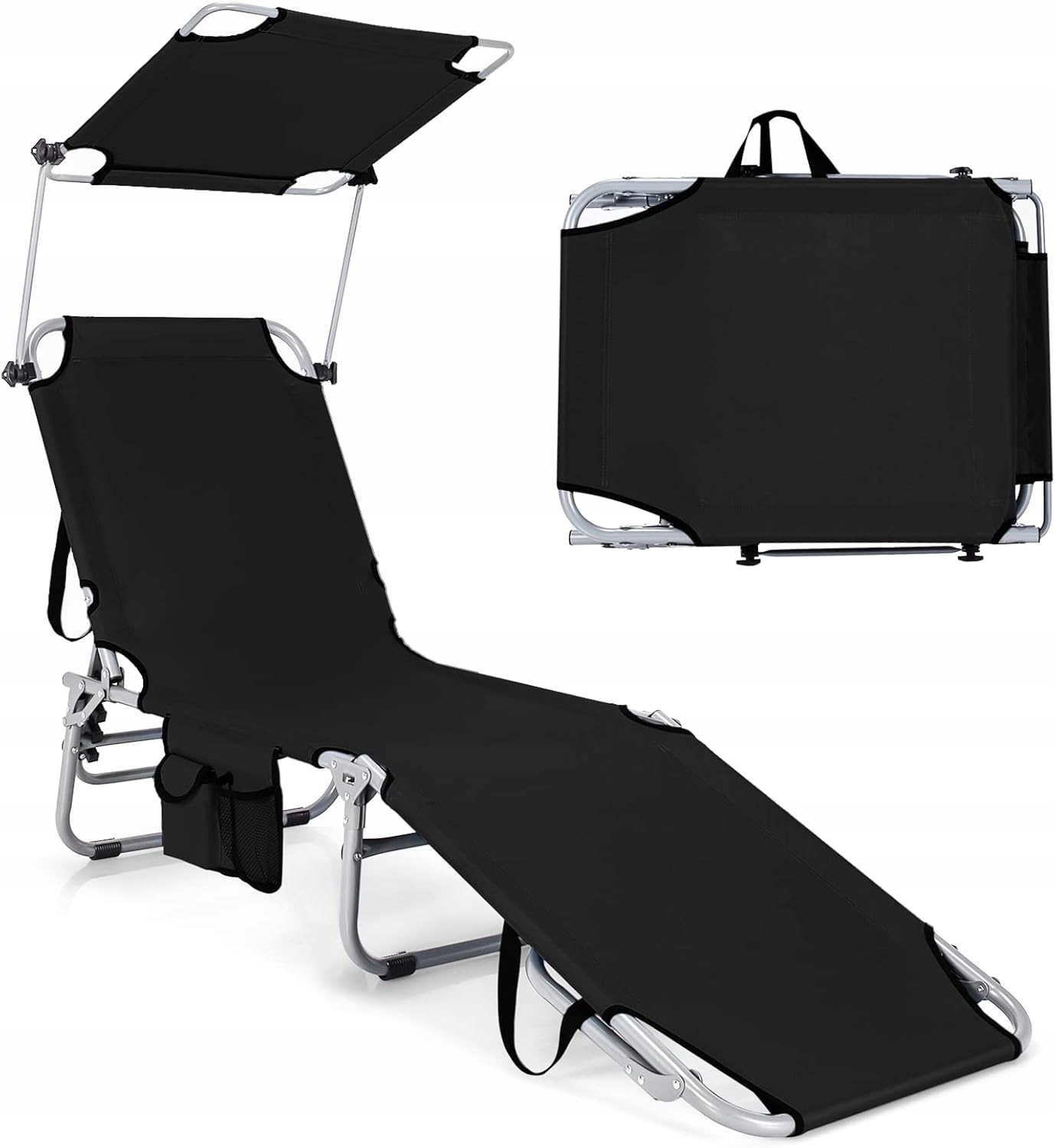 Goplus Ležadlo Skladacie Kempovacie Skladacie Ležatko S Prenosnou Strešenkou