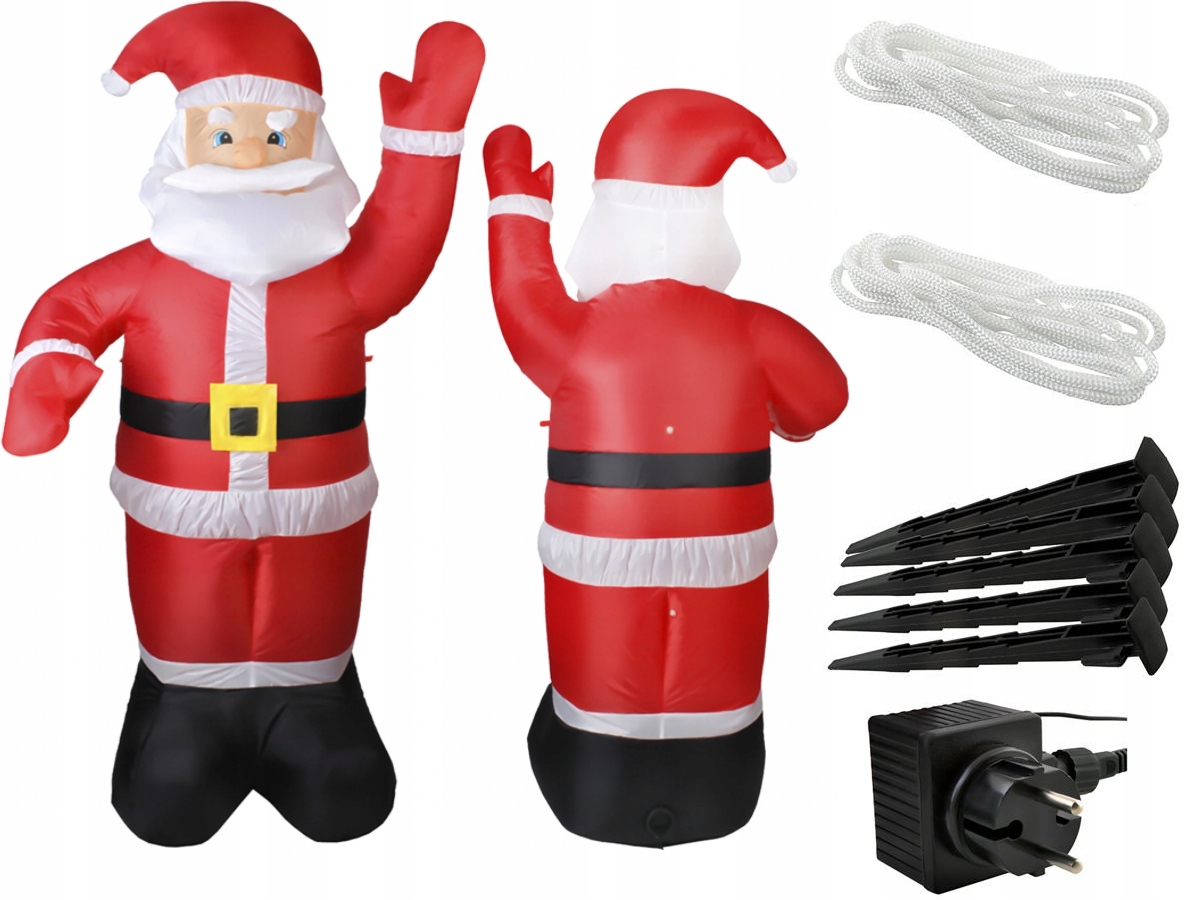 

Duży Podświetlany Dmuchany Mikołaj Led 180cm IP44