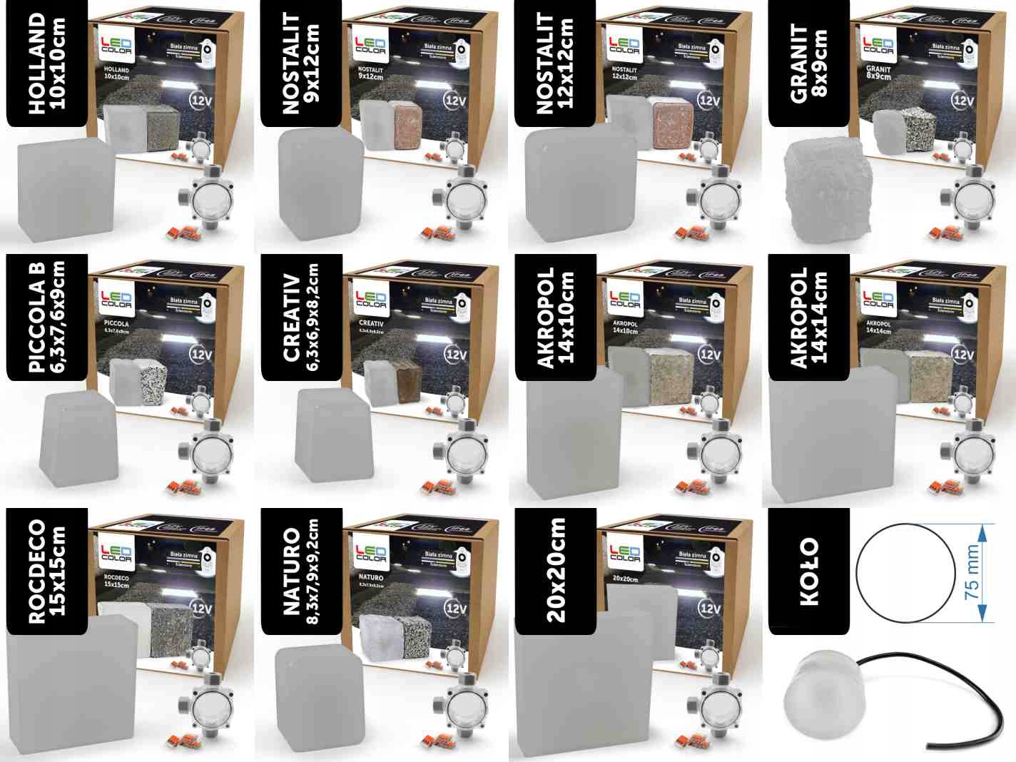 16x Świecąca Kostka Brukowa LED Rocdeco 15x15 RGB Cechy dodatkowe możliwość ściemniania