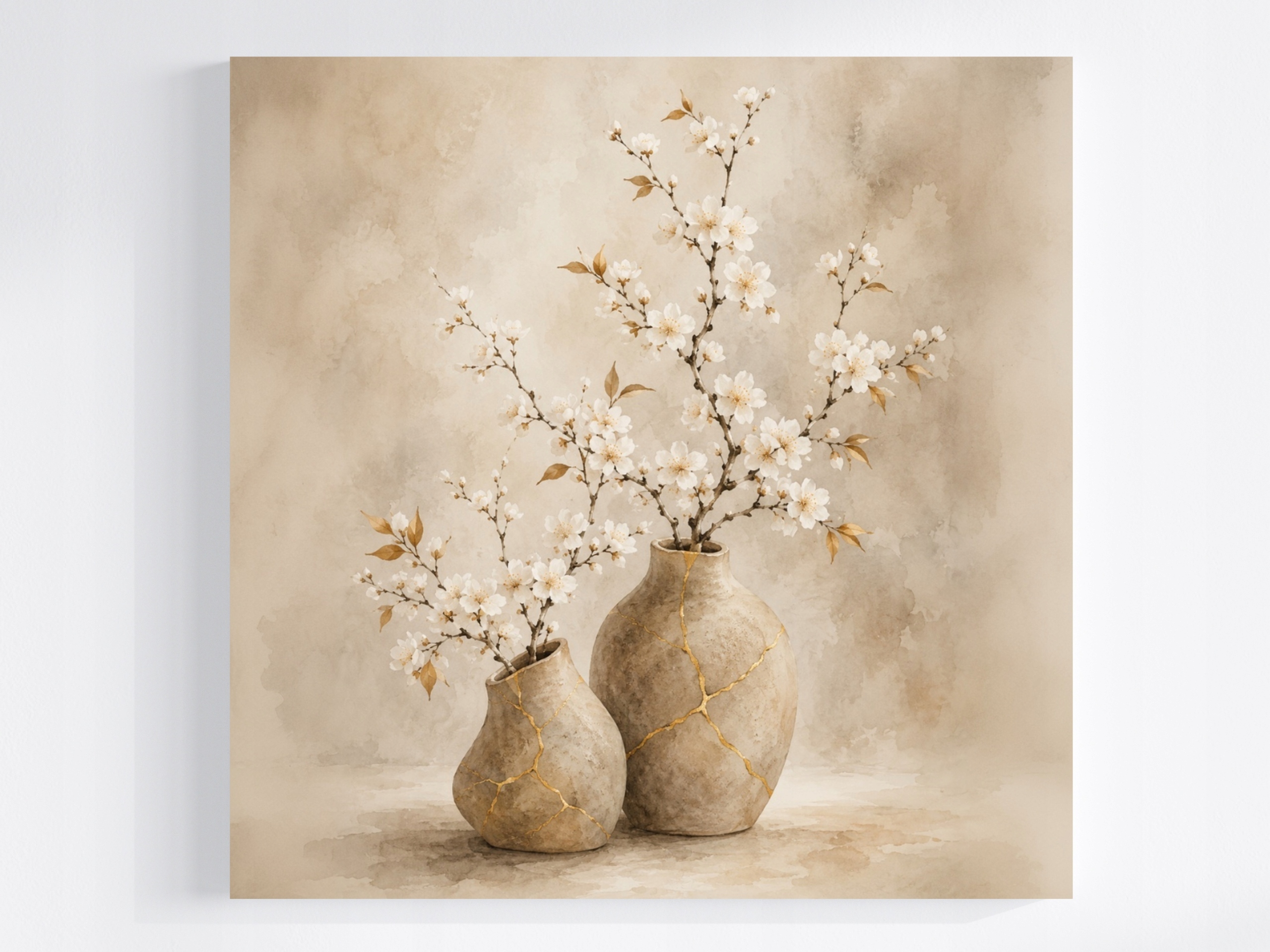 Obraz Na Plátně Canvas Váza Větvička Květiny Jaro Glamour Japandi 60x60