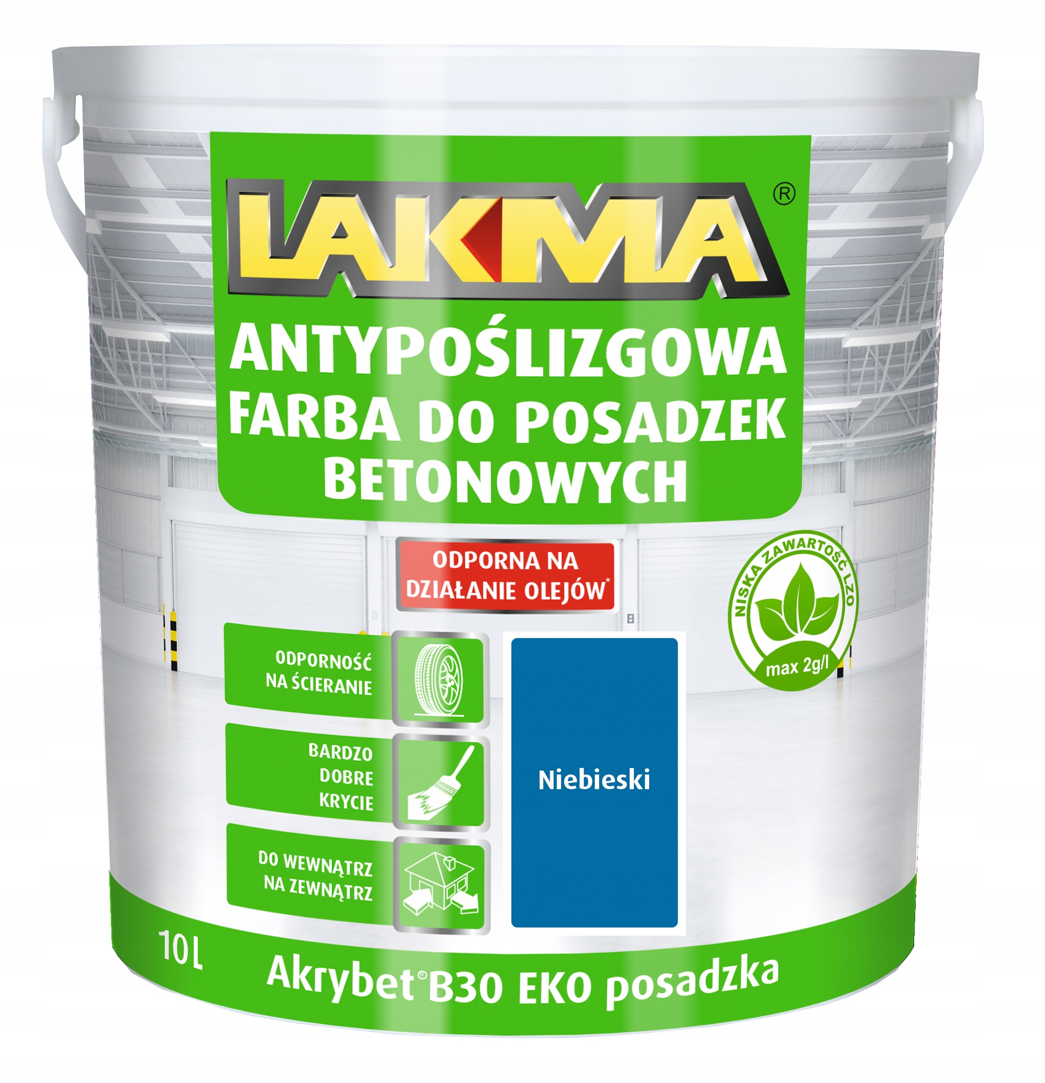Lakma Akrybet B-30 Eko Farba do Betonu Posadzki Akrylowa Niebieska 10L
