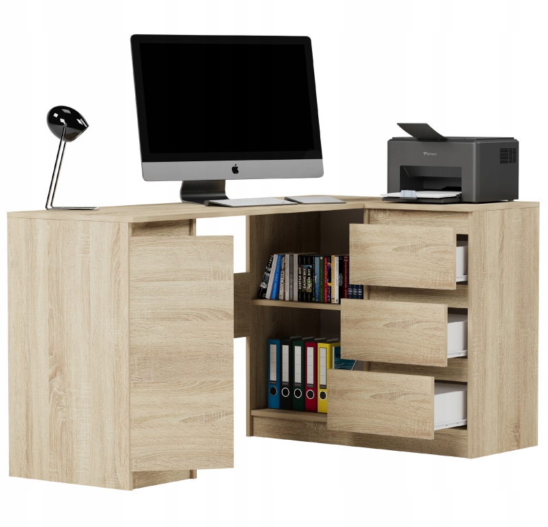 Meble Biurko narożne komputer 3sz 124cm sonomaN12