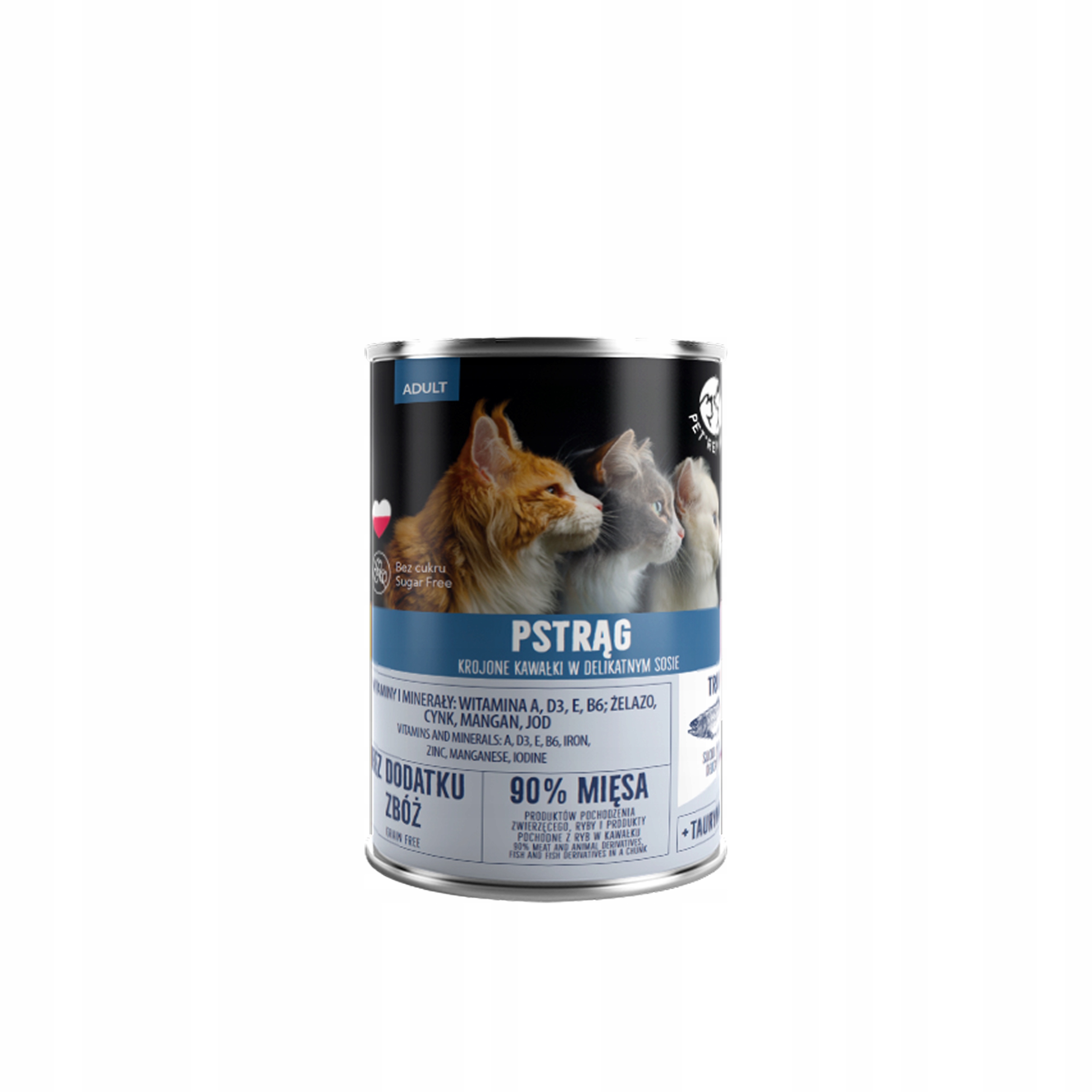 Levně PetRepublic Mokré krmivo pro kočky Adult konzerva Pstruh 24x400g