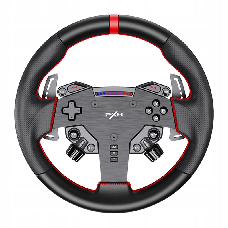 Pxn W As Kierownica 280mm Wyścigowa Gamingowa Skórzana Pc SimRacing Usb Rgb
