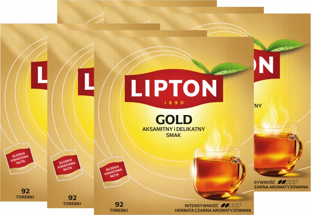 Lipton Gold Tea Herbata czarna 138g 92 torebki x6