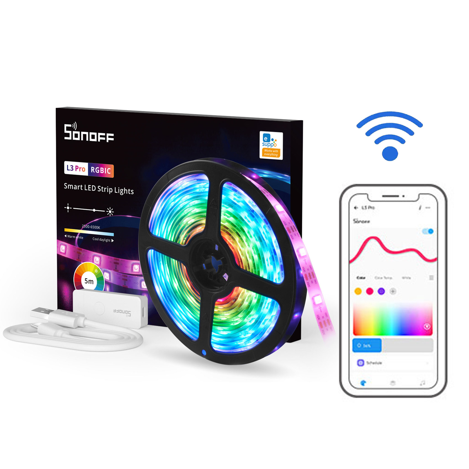 

Taśma Led Rgb Rgbic Kolorowa 5M Sonoff Smart Usb