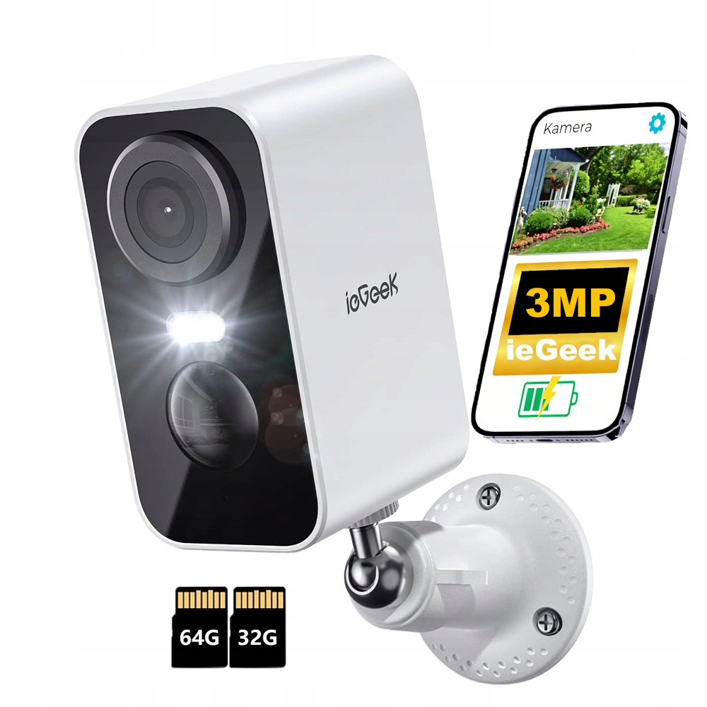 2K Kamera 100% Bezdrátová Wifi Akumulátorem Na Baterie 3MPX s kartou