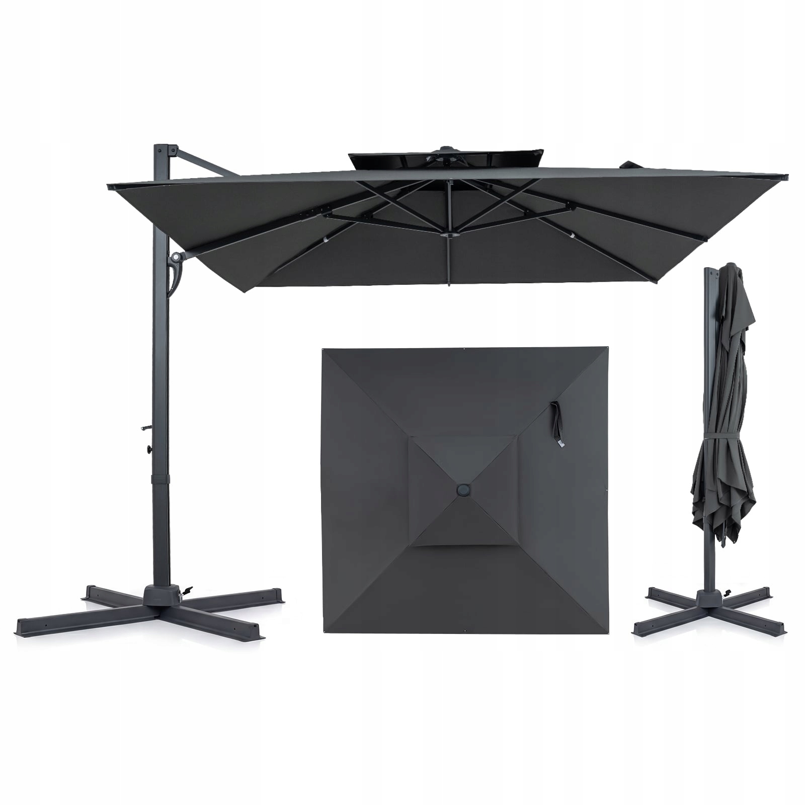 Parasol z wysięgnikiem Costway szary 300 x 270 cm