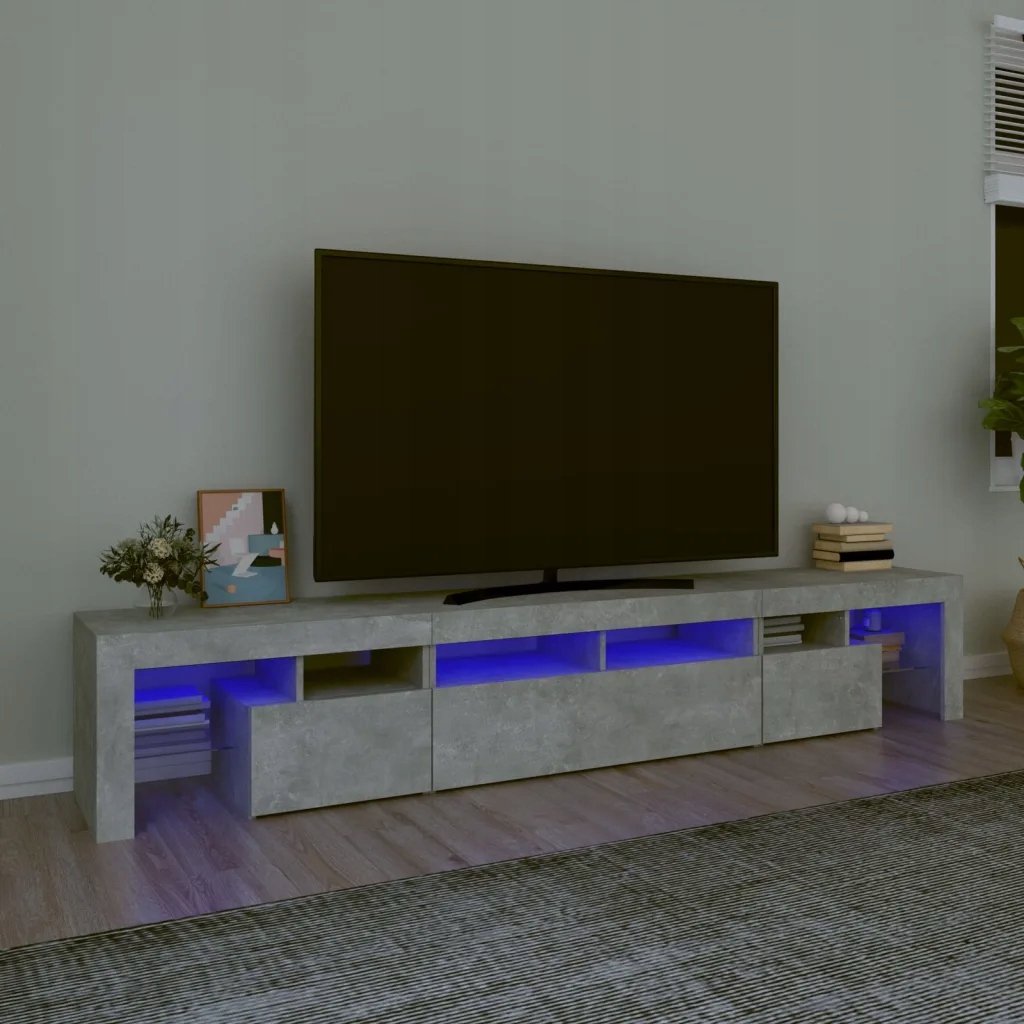 Tv skříňka s Led osvětlením betonově šedá 230x36,5x40 cm Šedá 3152789