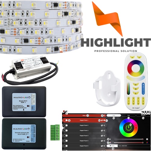 5m Digitálna Sada Rgbw Led+router 60D TM1814 24V