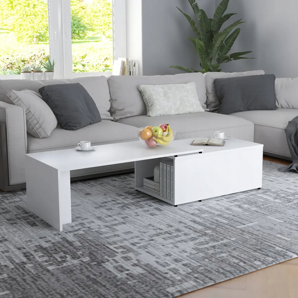 Konferenční stolek bílý 150 x 50 x 35 cm kompozitní dřevo Bílá 801337