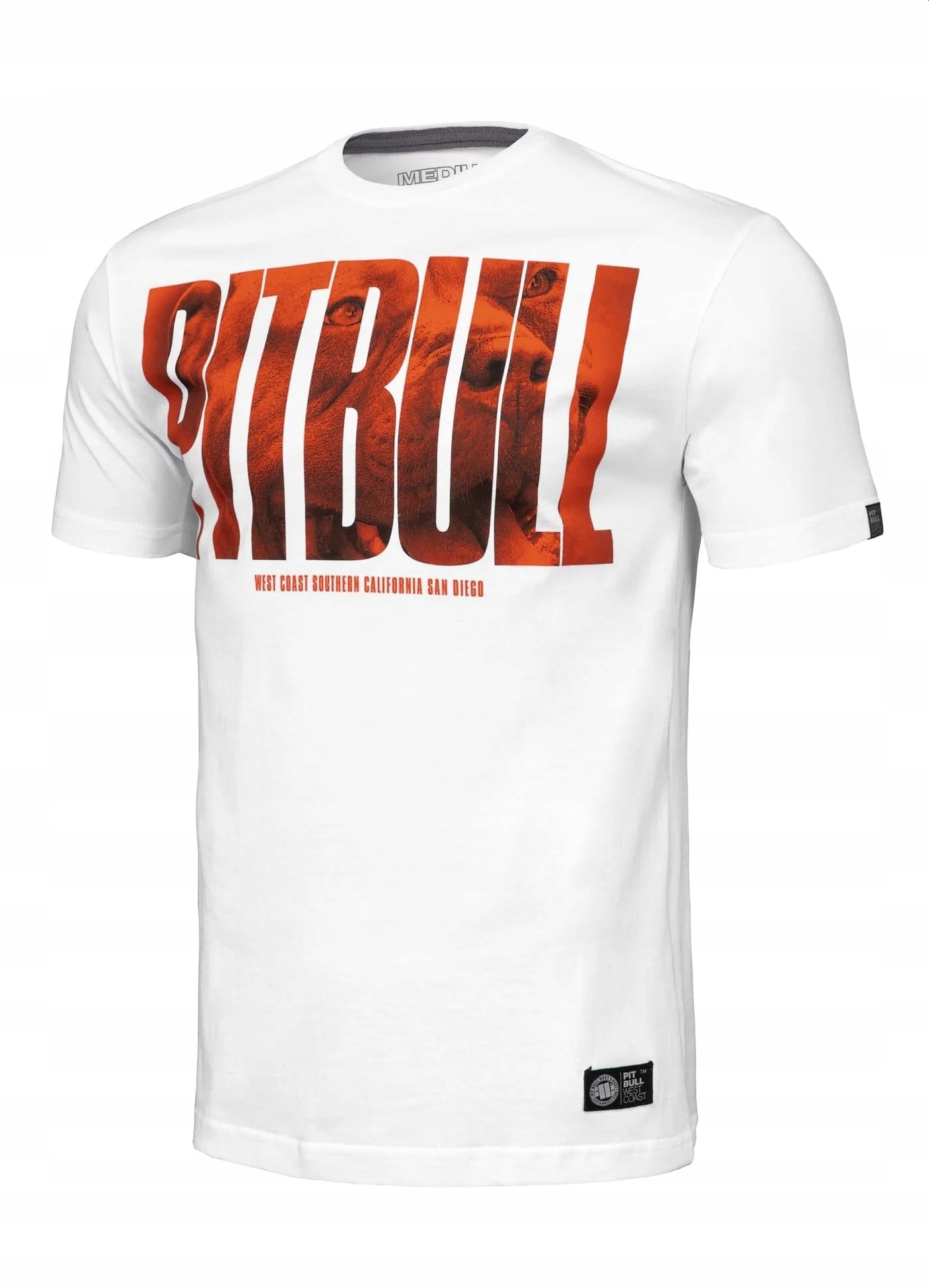 MĘSKA KOSZULKA BAWEŁNIANA PIT BULL ORANGE DOG XL Wzór dominujący bez wzoru