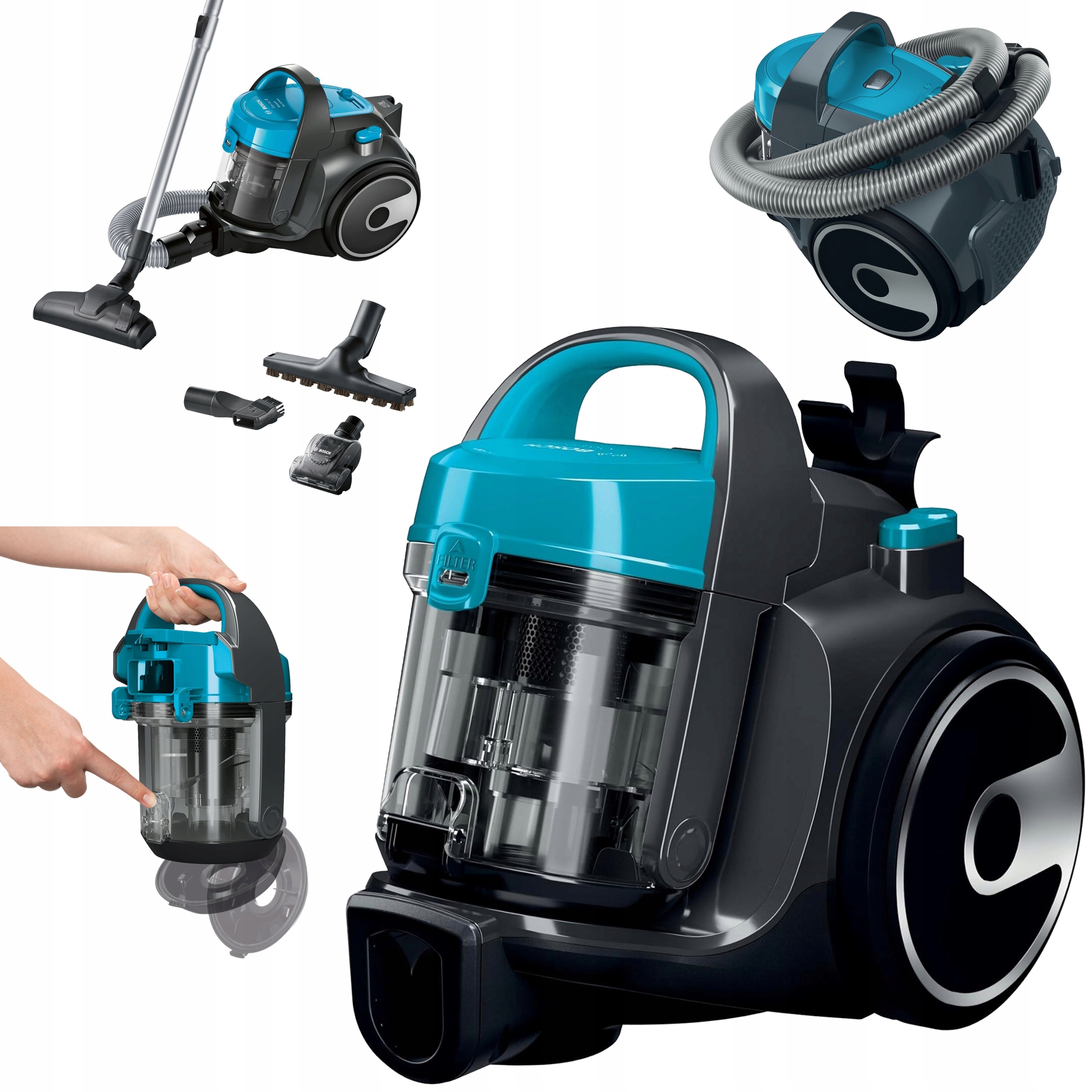 Bosch BGS05X240 PureAir lehký cyklónový Turbokartáč bezsáčkový Vysavač