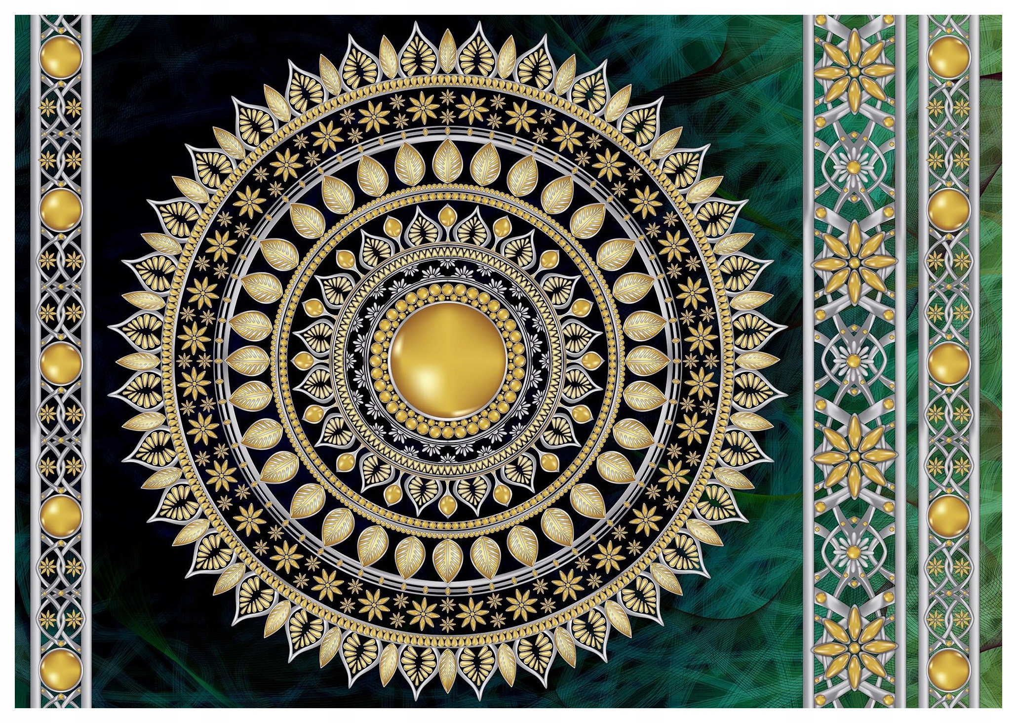 Fototapeta Zlatá Mandala etno vinyl zlatý styl 208x146 geometrická lepidlo