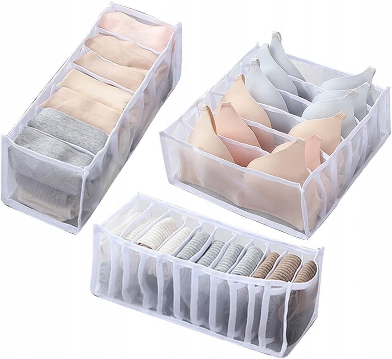 ORGANIZER NA UBRANIA pudełko na bieliznę staniki do szafy do szuflady 3 szt