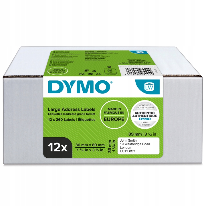 Etikety Dymo 99012 2093093 89x36 mm bílé 12 ks