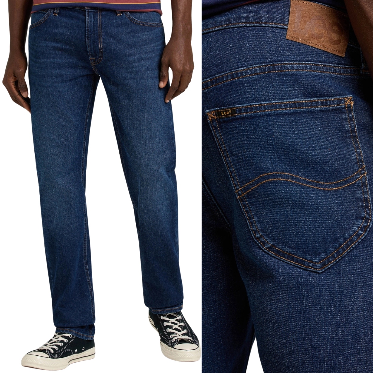 Lee Daren Dark Hunt Regular Džíny jednoduché tmavé džínové kalhoty W38 L34