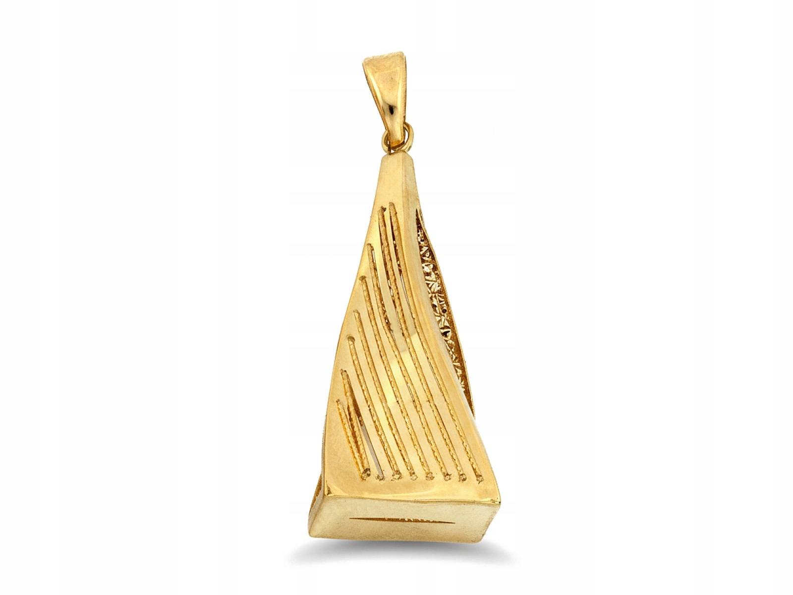 Přívěsek zlatý 585 velký Trojúhelníkový prostorový 2.54g elegantní Trojúhelník 14K