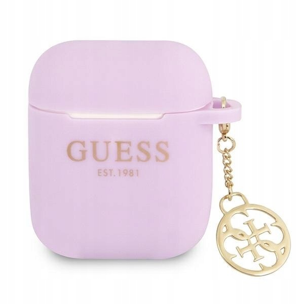 Guess GUA2LSC4EU AirPods 1/2 cover fioletowy/purple Silicone Charm 4G Colle