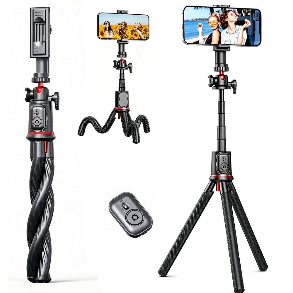 Ohebný Flexibilní Stativ Pro Fotoaparát Telefonu Tripod Bluetooth Dálkové Ovládání