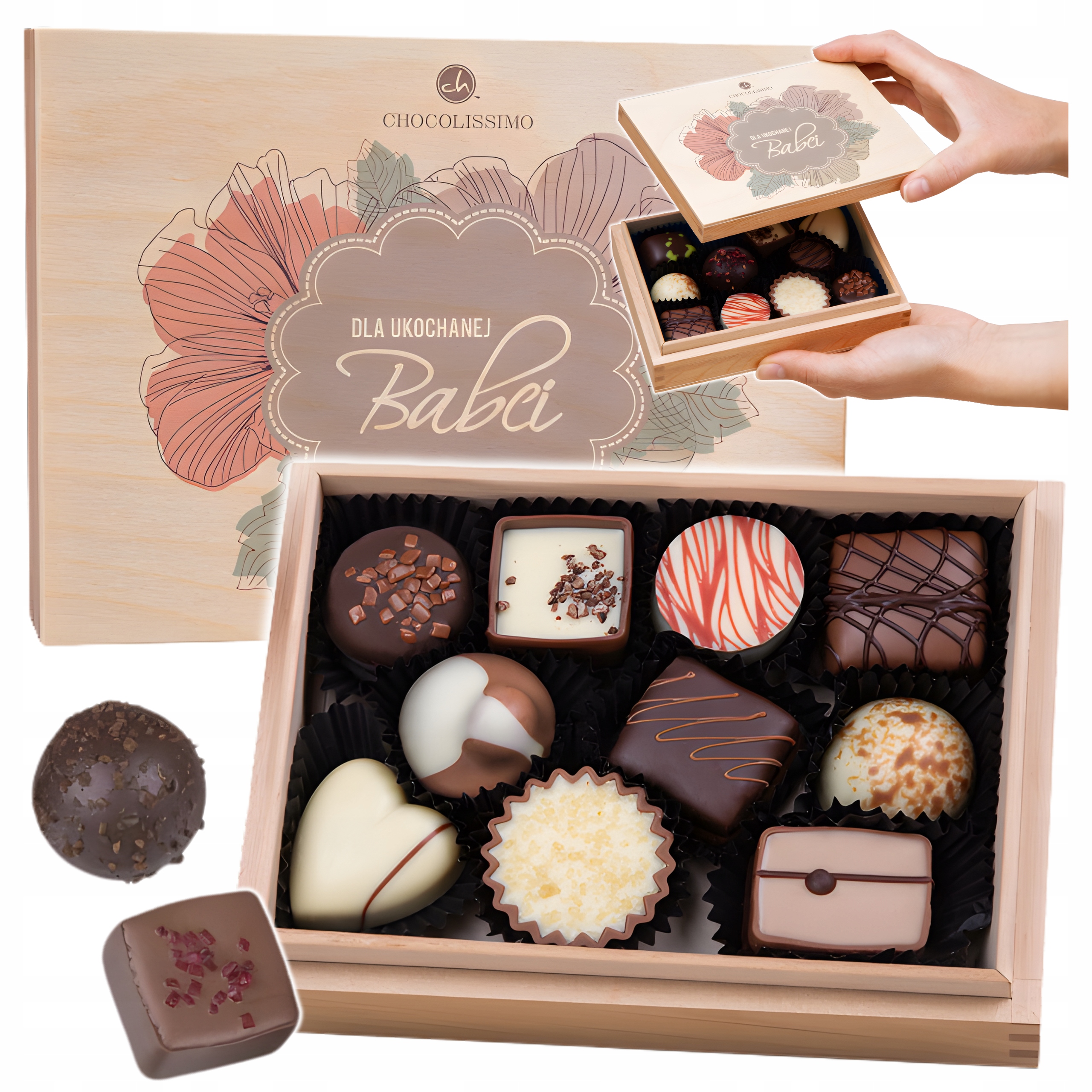 Levně Den Babičky dárek pro babičku čokoláda Pralinky v krabičce 125 g