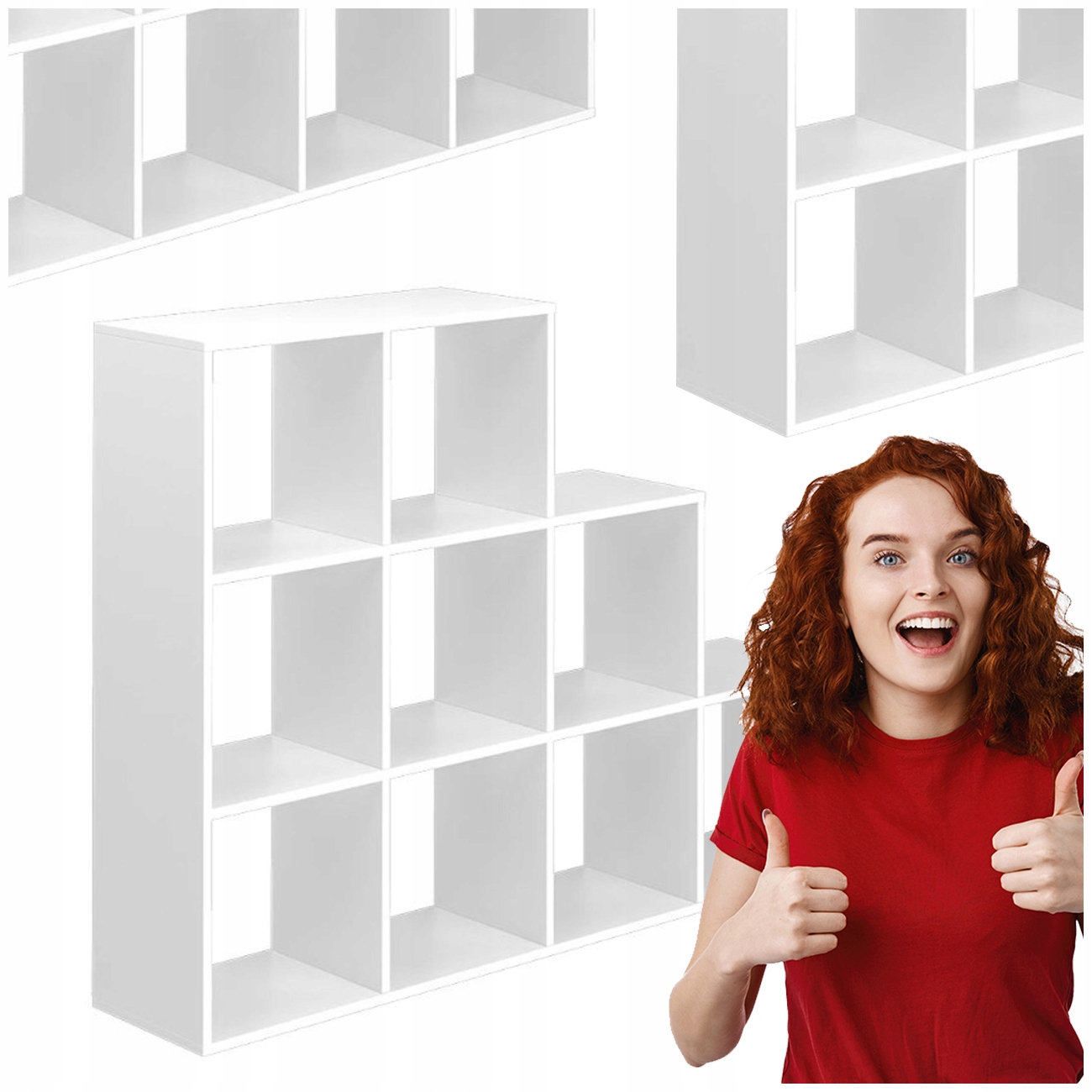 Biela Drevená Regál S 9 Policami Kancelárska Regál S Policami Skrinka