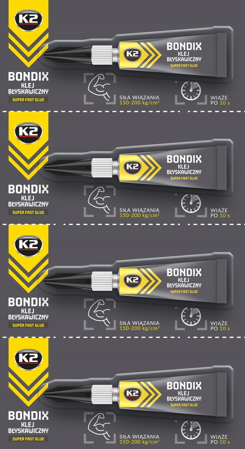 

4x Szybkoschnący Klej Uniwersalny K2 Bondix