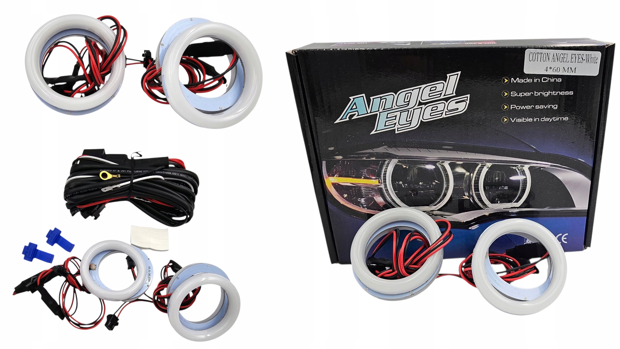 Bavlněné bílé Led kroužky Yamaha Bílé Denní silné 60MM X4