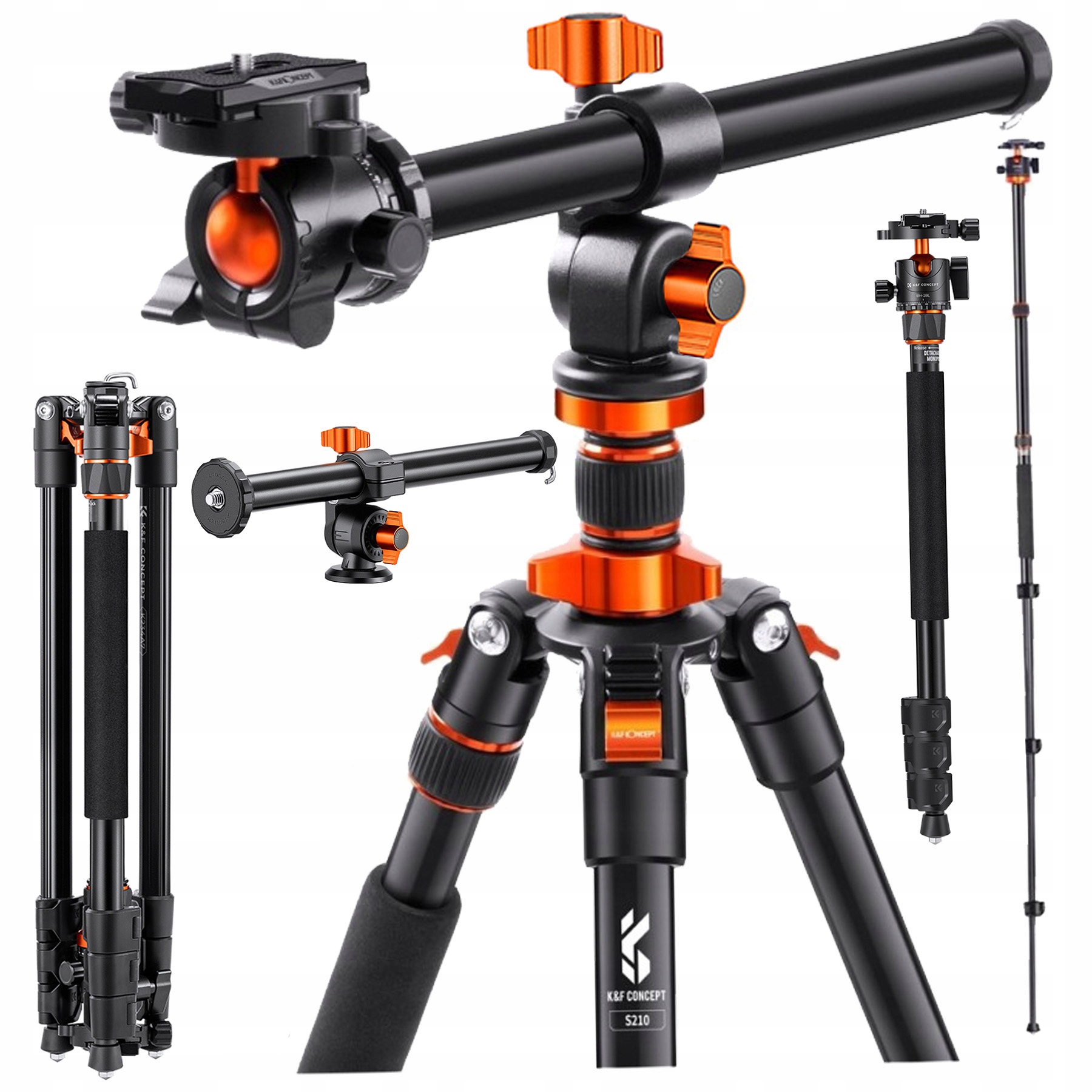 K&f Fotografický stativ Vysoký sloupek Tripod Pro hlava monopod T