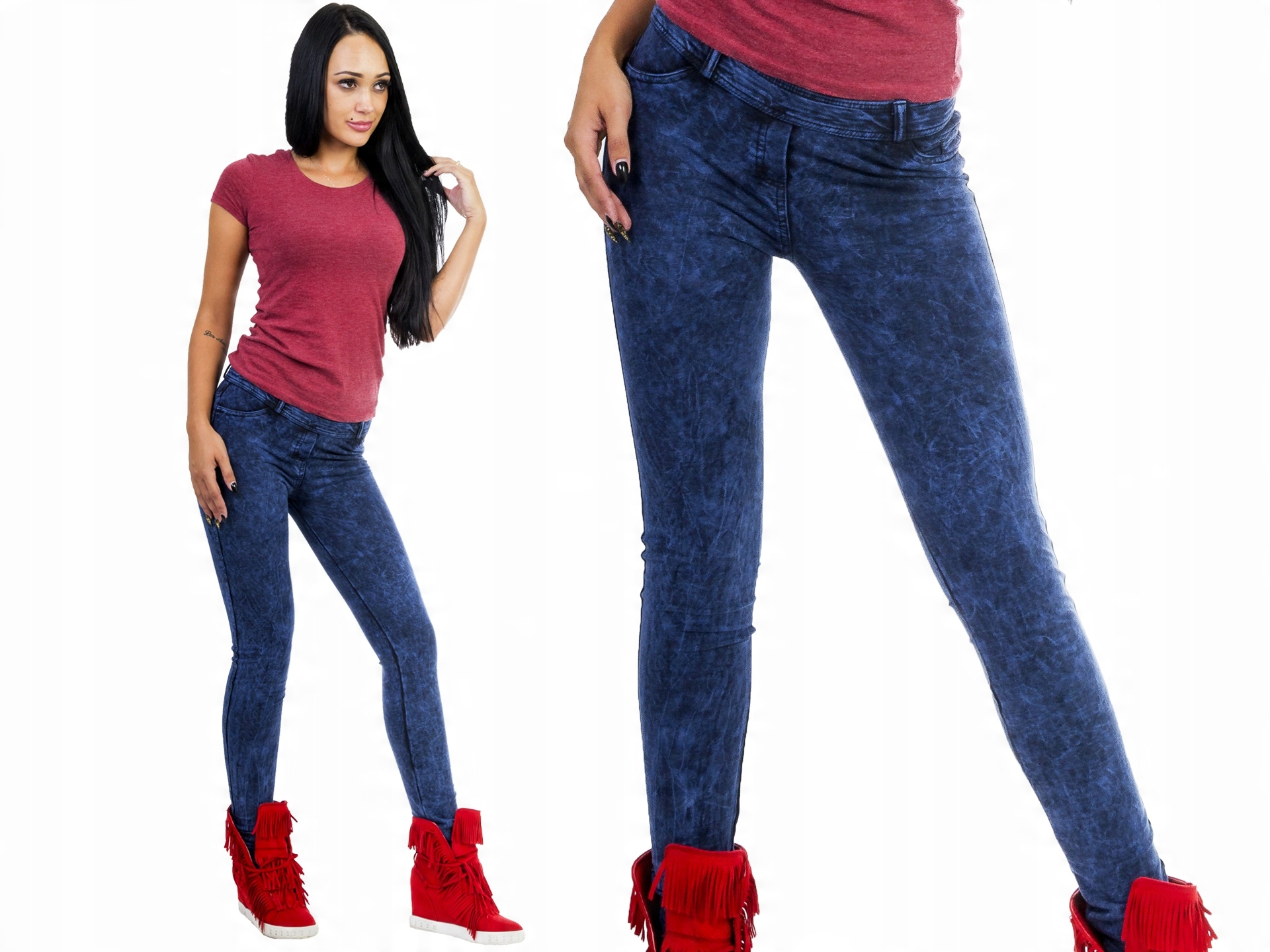 

S129 Spodnie Leginsy Bawełna Jeans (36-46) r 44