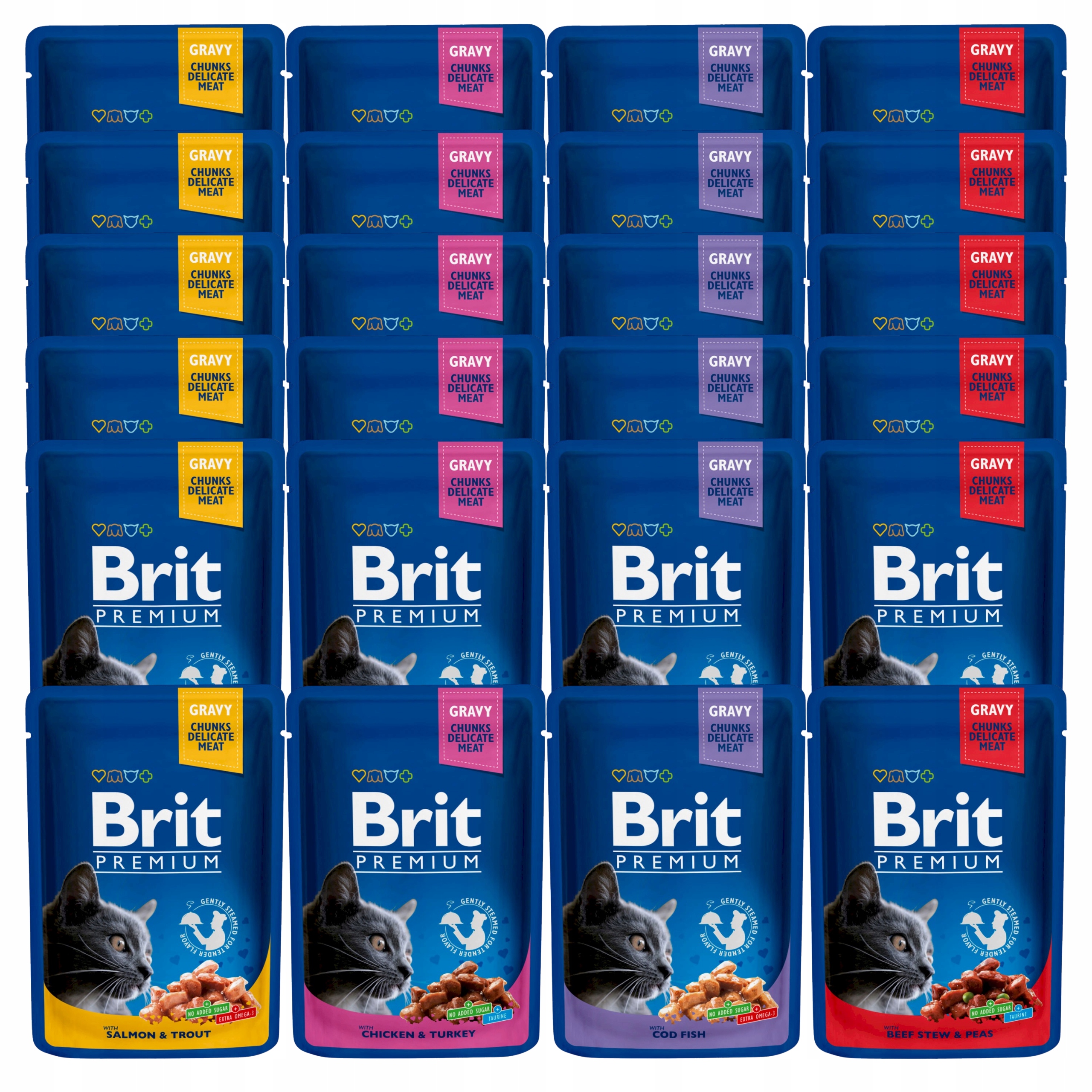 Levně Brit Premium Cat Pouches krmivo pro kočky mix chutí 24 x 100 g