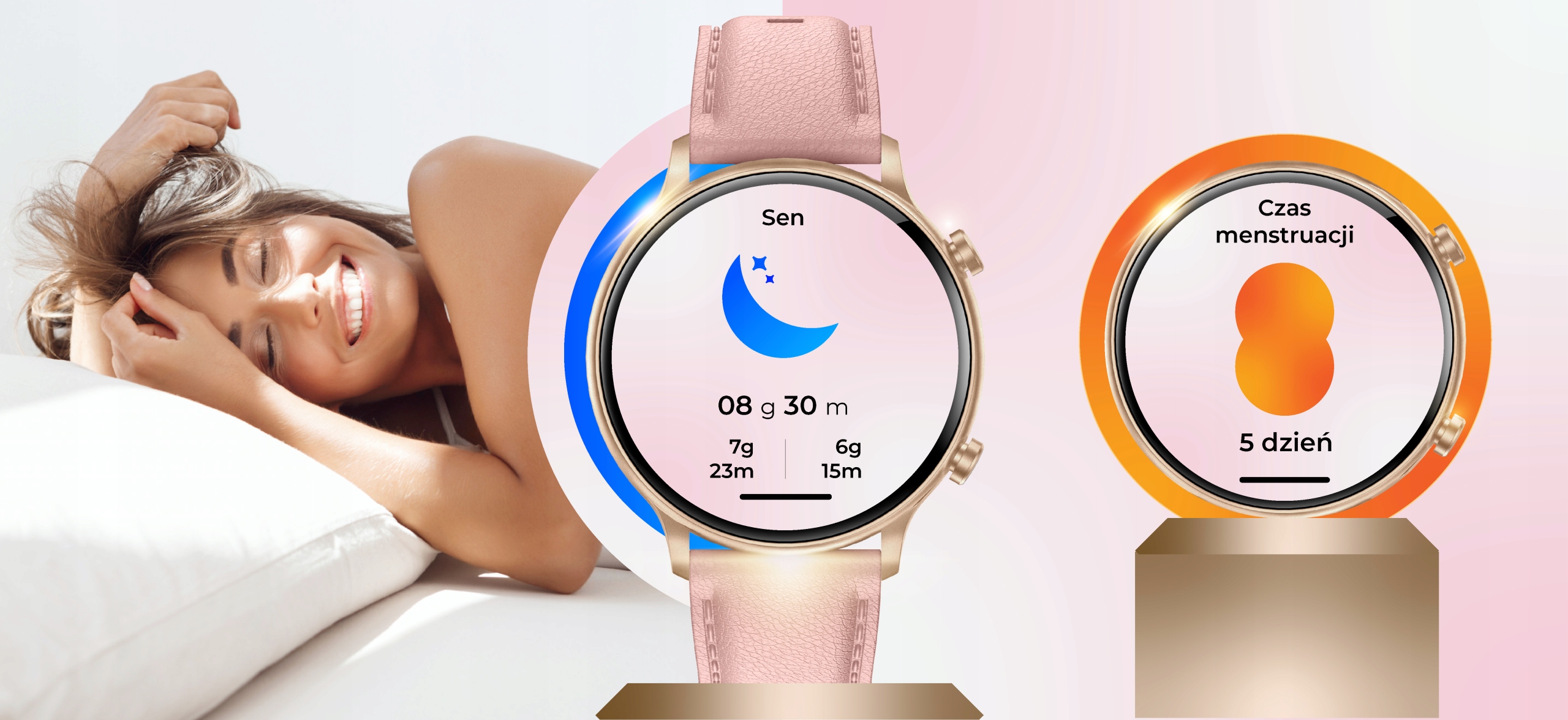 SMARTWATCH ZEGAREK DAMSKI POLSKIE MENU ROZMOWY POWIADOMIENIA SPORT ZŁOTY PL Ekran dotykowy tak