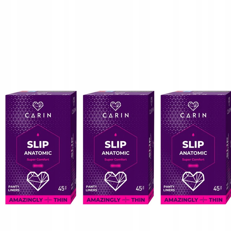 Carin Wkładki higieniczne fioletowe Slip Anatomic, pakiet 3 x 45 sztuk
