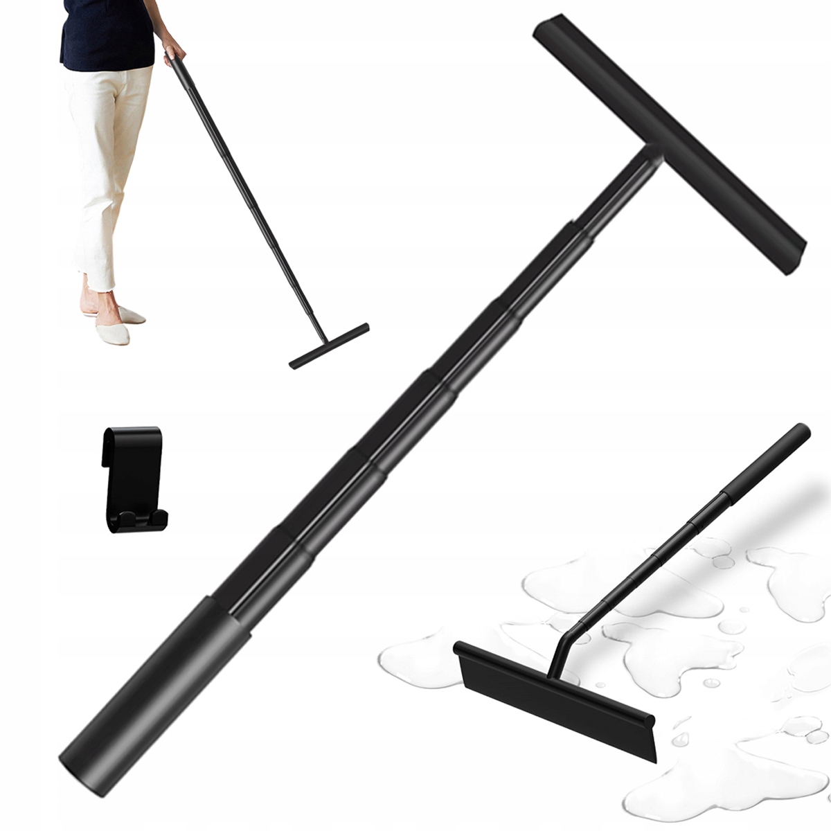 Levně Sprchová stěrka s dlouhou rukojetí Zatahovací silikonové stěrače